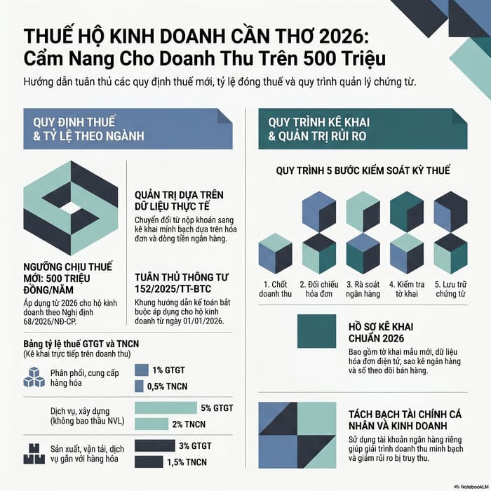 Thuế Hộ Kinh Doanh Cần Thơ Doanh Thu Trên 500 Triệu: Kê Khai 2026